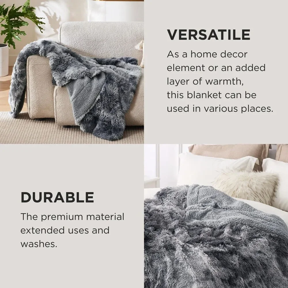 Gentlesoft Fuzzy Faux Fur Sherpa Fleece Blanket Twin Size Plush Thick